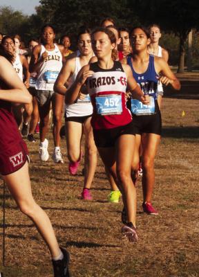 Brazos Lily Bertrand finished in ninth place at the Blackcat Invitational Cross-Country Meet last week. Bertrand and the rest of the Brazos harriers participated in their district meet in Brazos Wednesday. The results were not available at press time. PHOTO BY JIMMY GALVAN