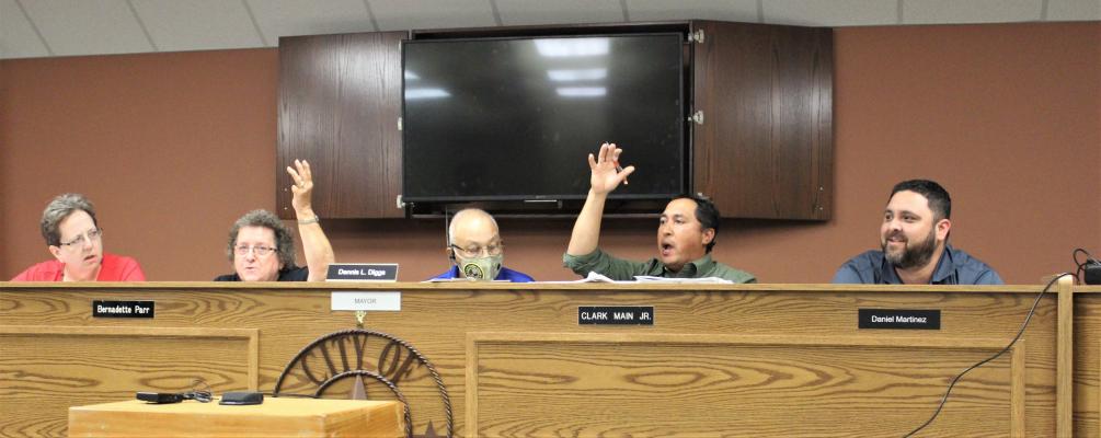 Wallis City Councilmember Clark Main Jr. asked those in attendance to raise their hand and display their stance on funding the city’s police department during last Wednesday’s regular meeting. HANS LAMMEMAN