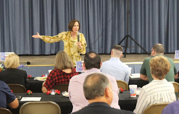Texas State Senator Lois Kolkhorst gave a state of the state speech at the Sealy Chamber of Commerce Governmental Luncheon held at the Sealy American Legion Hall last Thursday, Oct. 21. HANS LAMMEMAN
