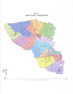 A map of Austin County reflecting the approved changes to Austin County Voting Districts. COURTESY AUSTIN COUNTY COMMISSIONERS COURT