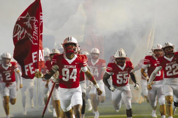 Bellville charges onto the field for their area playoff game with Madisonville last Friday. Bellville defeated Madisonville 67-0 to move on to take on Silsbee this Friday. Bellville Sam Hranicky breaks into open field on a carry against Madisonville.