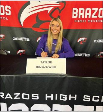 Brazos senior Taylor Brzozowski has signed her commitment to continue her softball career with Concordia University in Austin. This is a goal every athlete dreams of. CONTRIBUTED PHOTO