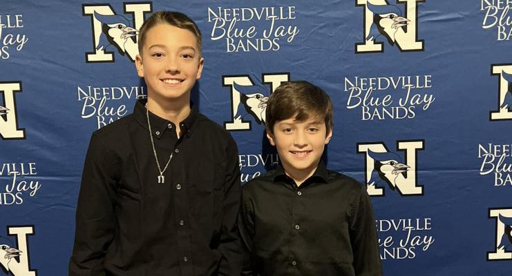 Brazos students Weston Hubbard and Colton Hudgins earned spots on the All-Region Band last week. Hudgins made 6th chair in the Wind Ensemble and Hubbard made 5th chair in the Symphonic Band. By ranking high enough to make an All-Region Band, they are among the top band students in our region and will represent Brazos Middle School at the Junior High All-Region Band Concert in January. COURTESY PHOTO