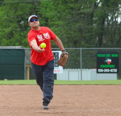 Austin County Fire/EMS was one of six teams that competed in the annual Guns N’ Hoses Softball Tournament last weekend at the Bellville Little League fields. (Cole McNanna/Sealy News)