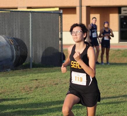 Sealy freshman Ria Torres was the Lady Tigers' top finisher in the JV girls' race at the Frio Friday Night Lights meet at Sealy High School Aug. 20 COLE McNANNA