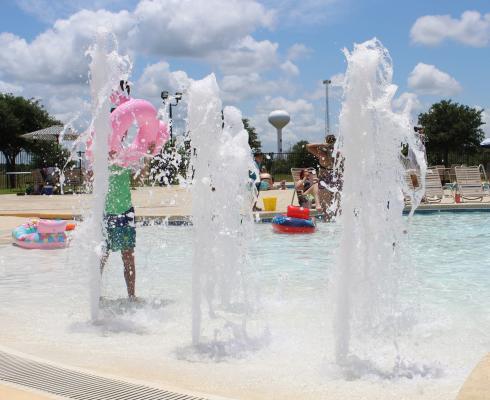 The fountains can provide all kinds of entertainment for attendees of LeBlanc Pool in Sealy. COLE McNANNA
