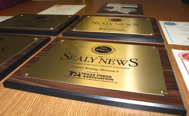The Sealy News won five first-place awards from the Texas Press Association's better newspaper contest, including feature writing. COLE McNANNA