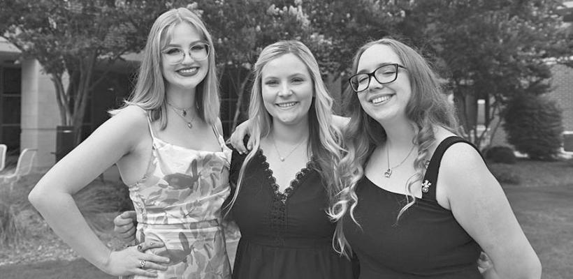 The three students pictured represent the Blinn College 2022 Surgical Technology Program graduating class. Left to right: Rachel Adams (Plano), Taylor Cassidy Brown (Normangee) and Kelsey Strange (College Station). CONTRIBUTED PHOTO