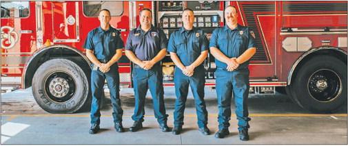 From left to right: Captain Kramr, Chief Willingham, Captain Ordner and Firefighter Kern. COURTESY OF THE SEALY FIRE DEPARTMENT