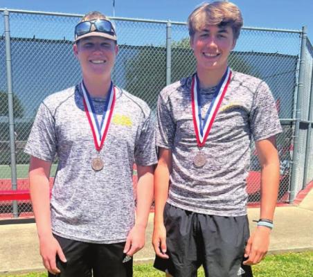 Hayden Havel and Colby Eschenburg represented the Tigers with a bronze medal in the boys’ doubles bracket at the District 24-4A Championship last week.
