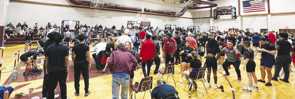 The action is about to get started at the Ganado Powerlifting Meet last week. Brazos took home a first place finish for the boys and third place finish for the girls at the meet. COURTESY PHOTO