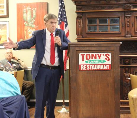 HANS LAMMEMAN Phil Stevenson discussed his experience as Texas House District 85 Representative during last week’s forum.