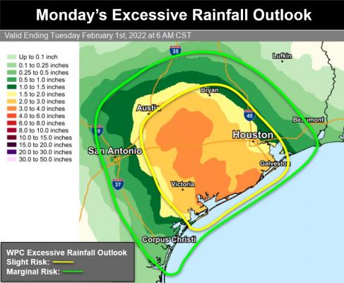 Monday's excessive rainfall outlook from NWS' Weather Prediction Center.
