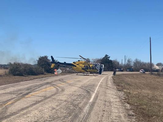 A firefighter collapsed with a possible heart attack and had his heartbeat reestablished with an AED while responding to a large grass fire in Colorado County Tuesday, Feb. 8. Contributed Photo
