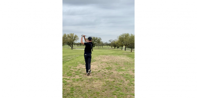 Sealy’s Steven Dorenbach follows through on a shot during the District 24-4A Championship at Pecan Lakes Golf Club in Navasota on Monday. Dorenbach and teammate Ethan Doyle were tied for third after the first round of competition. CONTRIBUTED PHOTO