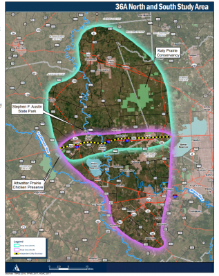The 36A North and South Study Area. (TxDOT)