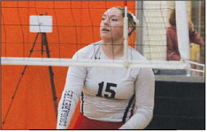 McKenna Stroud slams down a spike during a game against Columbus during the Schulenburg tournament on August 21, 2025.
