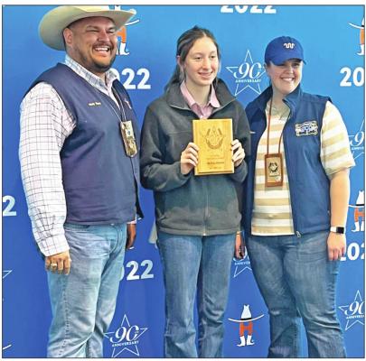 Sophia Vykukal’s 15th-place individual finish racked up points for the Brazos FFA Wool Team during the contest at HLSR. CONTRIBUTED PHOTOS