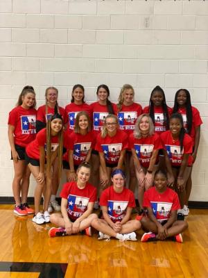 Bellville’s Neelie Schiel and Sealy’s Breanna Brandes, first two from the left in the back row, were among the track and field all-stars honored at the annual TGCA banquet in Arlington last Monday. CONTRIBUTED PHOTOS