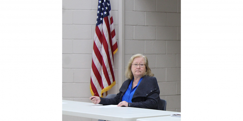 Sealy City Councilmember Sandra Vrablec listens to a presentation during the March 20, 2020 emergency meeting of the council at the Hill Center. Vrablec recently stepped down from her council position and will start as the City of Sealy Planner Sept. 1. COLE McNANNA