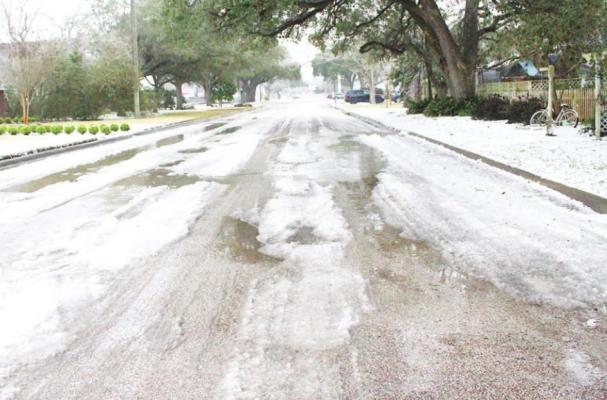 Slushy and snowy streets could be seen all over Austin County following Winter Storm Uri’s snowfall in February. COLE McNANNA