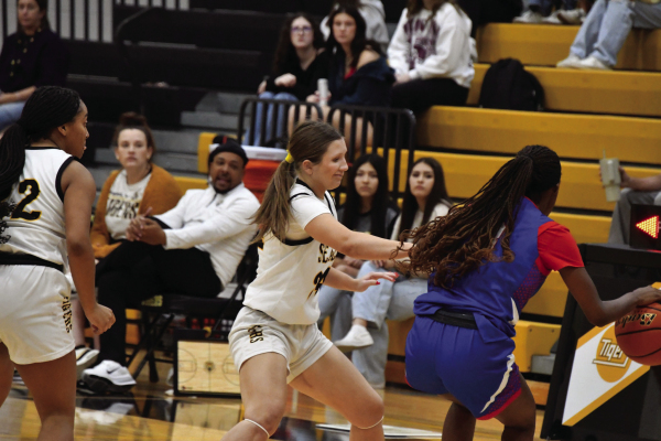 Hailey Svoboda reaches inside looking to poke the ball free for a steal. COURTESY PHOTOS