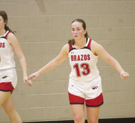 Abby Danford keeps her hands up and active on the defensive end of the court.
