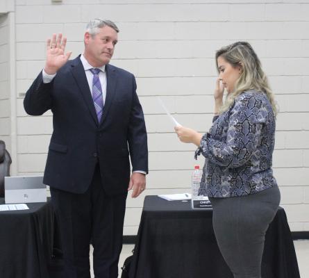 Bradley Miller joined the Sealy City Council as Councilmember Place 3 last Wednesday, Nov. 10, during a special meeting at the W. E. Hill Community Center. HANS LAMMEMAN