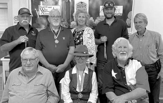 The silver winners from the Annual Texas Non-Commercial Wine Show included Ruth Brooks from Austin County; Ron Tielke from Austin County; Michael Goode from Colorado County; David Fleming from Austin County; Jacob Muras from Brazos County; Georgianne Schmid from Austin County and Henry Divin from Austin County.