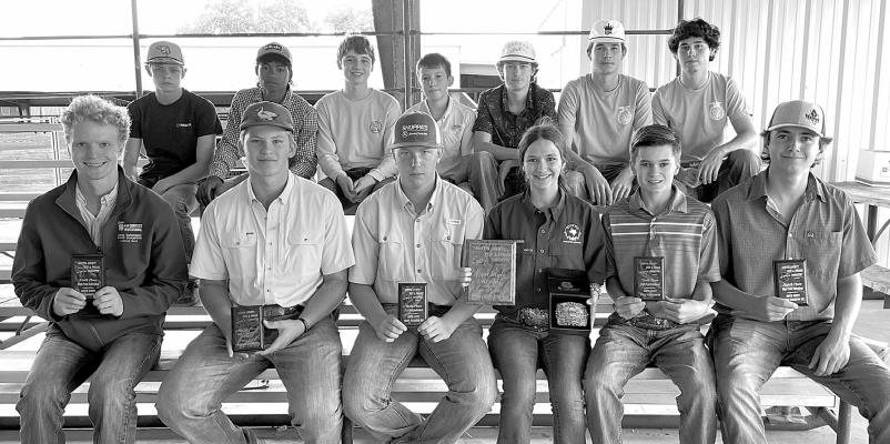 The Bellville FFA team won the Youth Forage contest at the Austin County Fair. The team placed in first place with Rusk and Flatonia teams placing second and third respectfully. COURTESY PHOTO