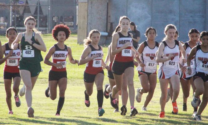 For the 22nd year in a row, the Brazos girl’s varsity cross country team qualified for the regional meet. The team placed third at the district meet last week. COURTESY PHOTO