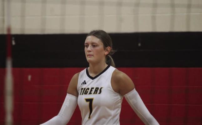 Lauren Luther takes the court for the Sealy Lady Tigers. SEALY NEWS | EVAN HALE