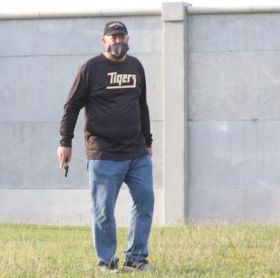 Ed Marcinkiewicz prepares to start the boys’ varsity race at Sealy High School’s tri-meet Oct. 8, 2020. The hall of fame coach lost his battle with cancer in July at the age of 59. COLE McNANNA