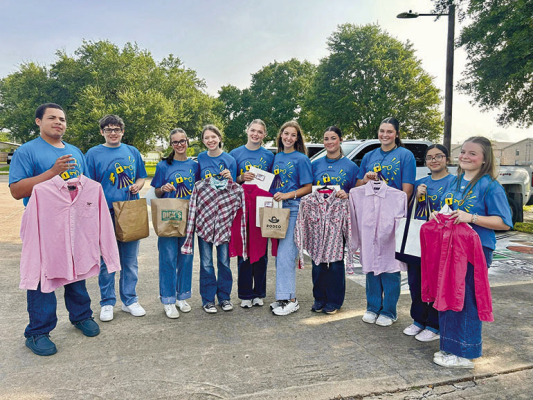The Sealy FFA Executive Team participated in the Texas FFA Bluebonnet District Leadership Camp led by the district officers last week. The students also donated extra show clothes through the Girl Gives Back initiative. PHOTO FROM SEALY FFA FACEBOOK