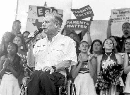 Governor Greg Abbott addresses at Parents Matter Tailgate event last week. COURTESY PHOTO