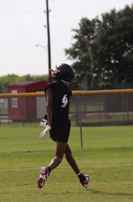 Jevan Dickerson looks back to the football on a deep route. SEALY NEWS | EVAN HALE