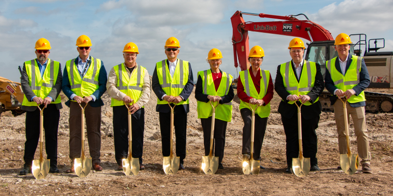 5.	Sealy city and Sika Corporation leaders pose for a group photo in a ceremony honoring Sika's breaking ground on its new roofing plant, Wednesday, Feb. 25, in Sealy. Pictured left to right: Michael Johnson, Sika area sales manager; Bryan Hallmark, Sealy ISD superintendent; Bill Atkinson, Sealy EDC executive director; Jesse Quezada, Sika senior vice president of sales; Betty Russo, regional representative at Office of the Governor, Texas Economic Development and Tourism Office; Carolyn Bilski, Sealy mayor;