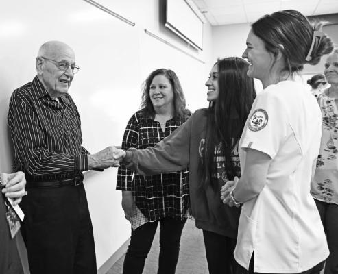 Bill Thienes visited with ADN students at Blinn VR healthcare simulation program. CONTRIBUTED PHOTO