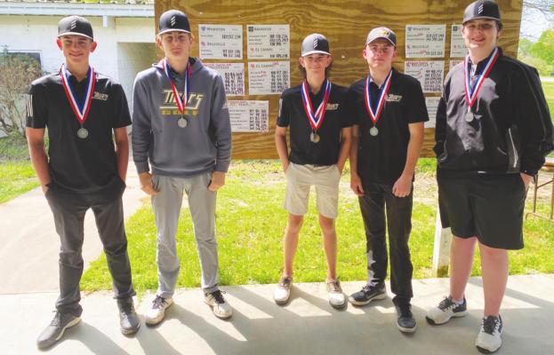 The Sealy Tiger golf team punched its ticket to the regional competition after finishing second in the team competition of the District 24-4A Championship at the Pecan Lakes Golf Club in Navasota earlier this week. Pictured from left to right are Jackson Burttschell, Garret Nedd, Ethan Doyle, Steven Dorenbach and Brock Montier. CONTRIBUTED PHOTOS