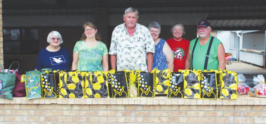 Dec. 6, KJZT #22 Senior Members made goodie bags for shut-ins and elderly members in the community and totaled 28 bags. Pictured from the left are Adela Wadephul, Eileen Parks, Stanley and Judith Michulka and Mary and David Kulhanek.