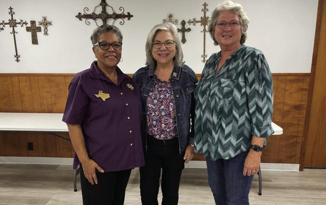 Left to right are Iris Orellana, Terry Lynn Arnold, and Jane Blomberg working on the Sealy Catholic Daughters Turkey and Dressing Dinner plans for Sunday, March 2, from 11 a.m. to 1 p.m. at the Sealy Columbus Club Hall.