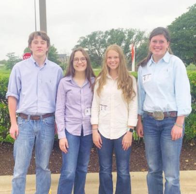 Grayson Oliver, Kenna Schram, Ryleigh Gilfoil and Avery Oliver represented Sealy FFA’s Livestock Judging team at its 11th consecutive State CDE and placed 32nd overall. CONTRIBUTED PHOTOS