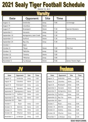 2021 schedule released