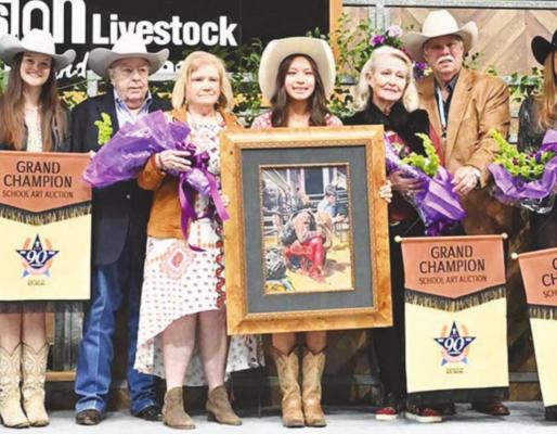 Pearland’s Gracin Nguyen smiles for the camera after her colored drawing titled, “In His Hands,” was named Grand Champion Work of Art and sold for a Rodeo record of $250,000 over the weekend. RODEOHOUSTON