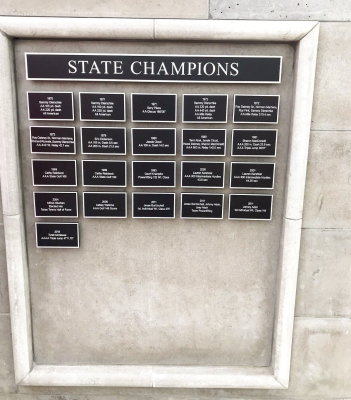 The Sealy Wall of Fame honors all of their state championship teams. COURTESY PHOTO