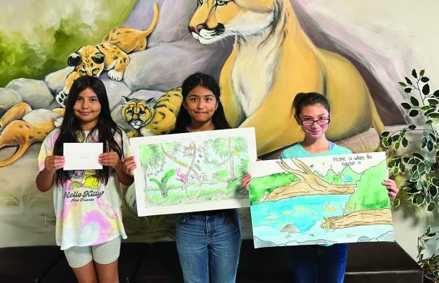 Winners of the Austin County SWCD Poster Contest, Grade 4 at Brazos Elementary, are 1st place Anayah Serna, 2nd place Ariana Vasquez, and 3rd place Izzibella Johnson.
