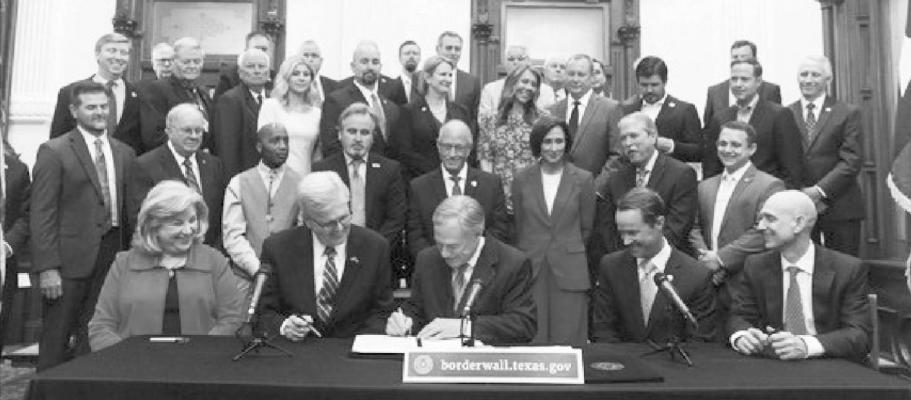 Texas State Senator Lois W. Kolkhorst (R-Brenham) joined Governor Greg Abbott (R), Lt. Governor Dan Patrick (R) and Speaker of the House Dade Phelan (R) the State Capitol last Wednesday to support the construction of the Texas border wall by the State of Texas. CONTRIBUTED PHOTO