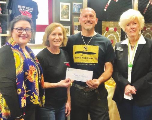 Phenix Knives presented with check from Bellville Chamber