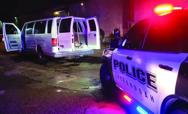 Shenandoah Police stopped the stolen Faith Academy van near Conroe and arrested a suspect believed to have stolen the vehicle. COURTESY PHOTOS