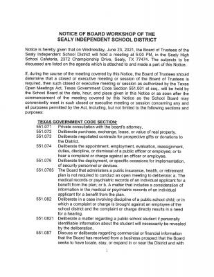 Board Workshop Agenda (1 of 3)